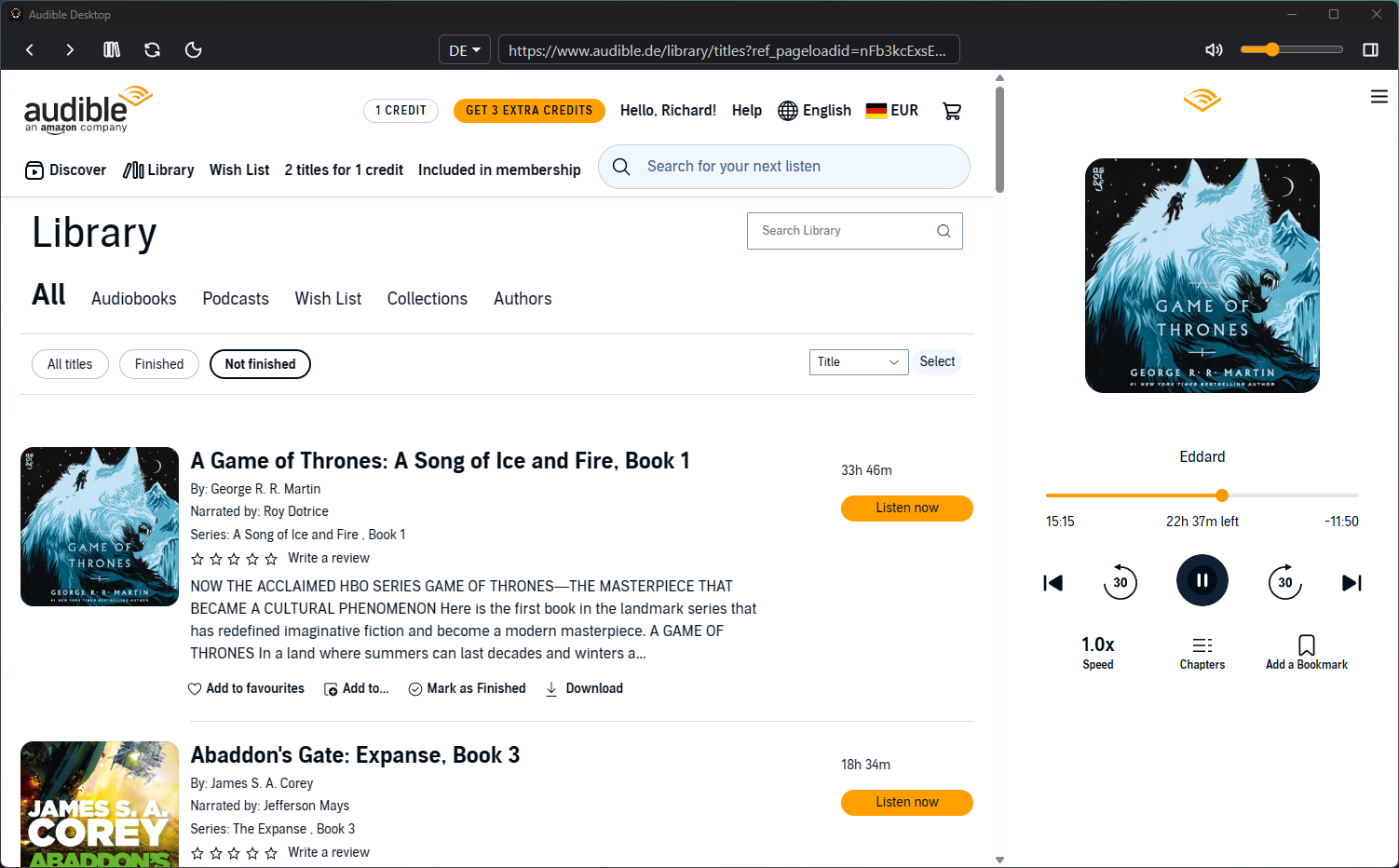 Audible Desktop light mode